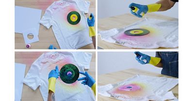 pink yellow spray dye white tshirt