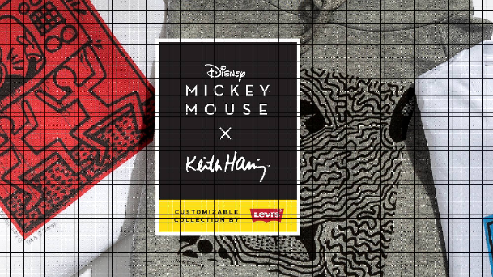 Product from the customizable collaboration by Levi's for Disney Mickey Mouse x Keith Haring