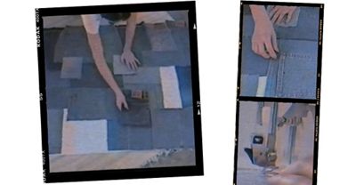 camera film denim blanket