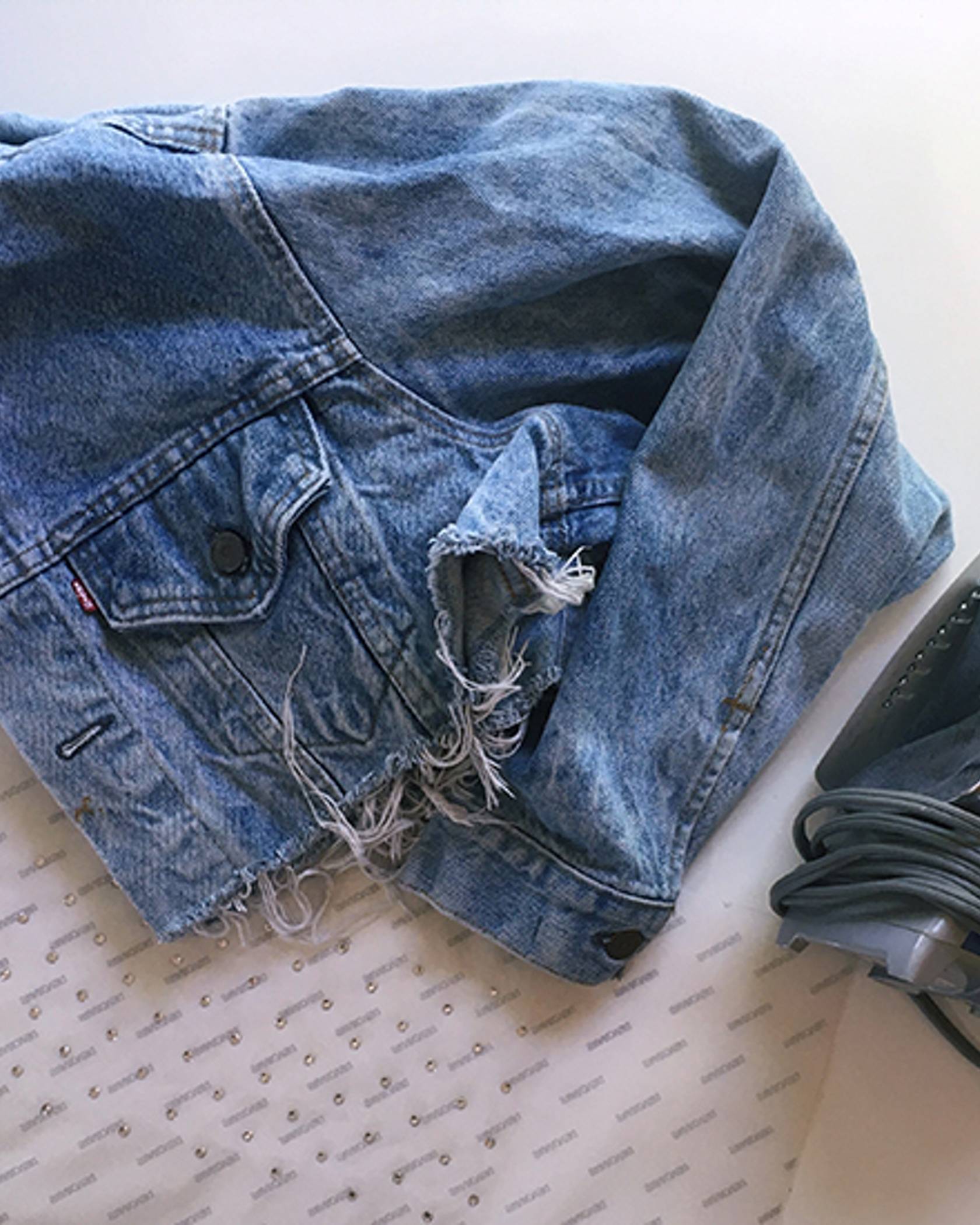 trucker jacket laydown and iron