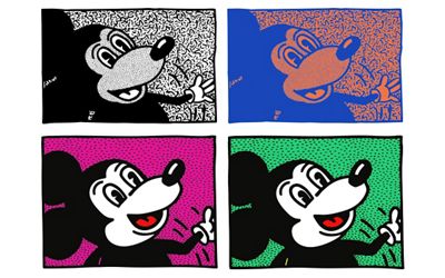 Graphics from the Disney Mickey Mouse x Keith Haring Customizable Collection by Levi's