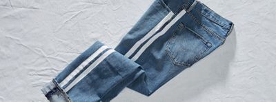 jeans with painted stripe down the sides