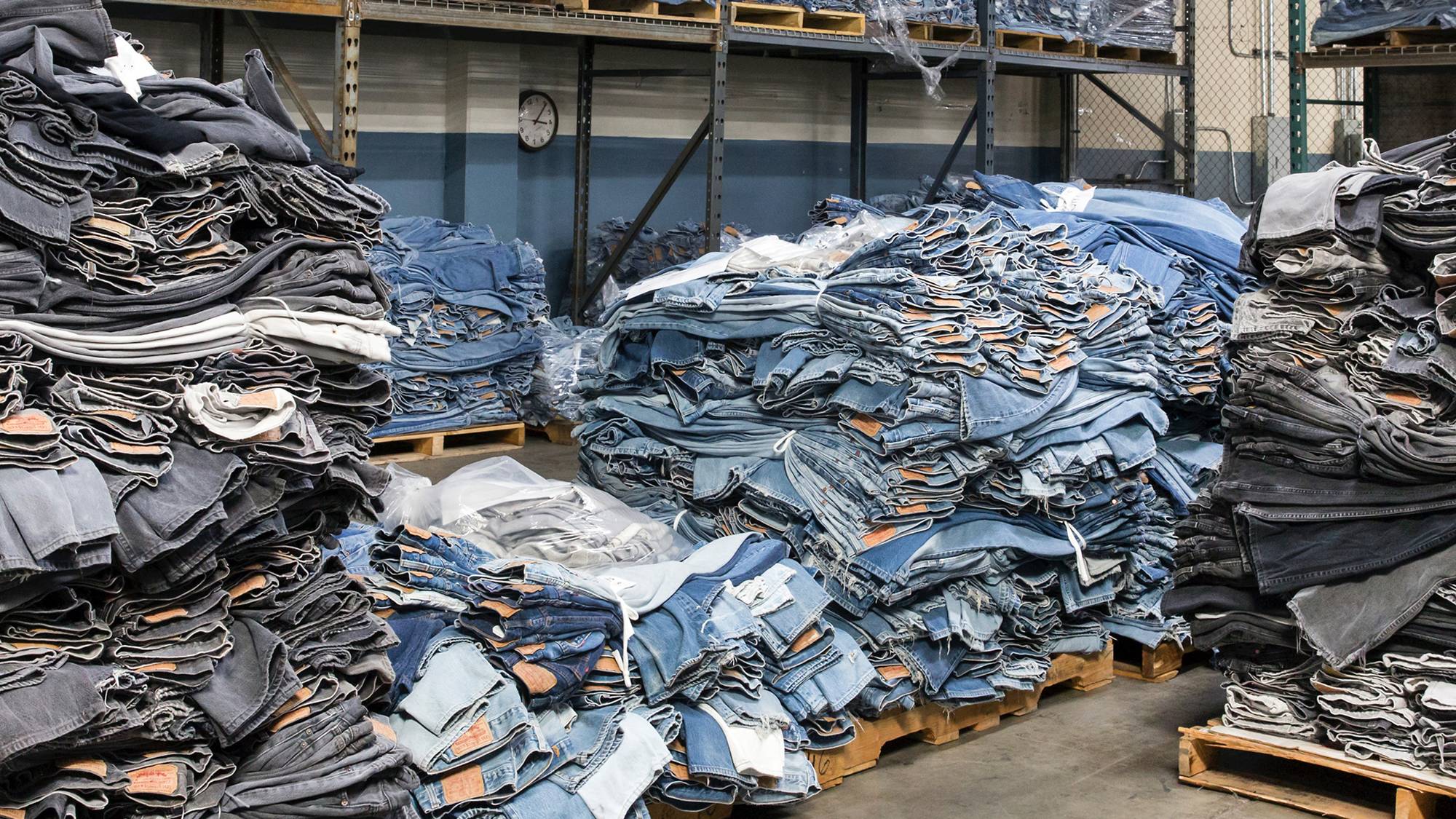 Levi's Authorized Vintage collection of jeans stacked on top of eachother.