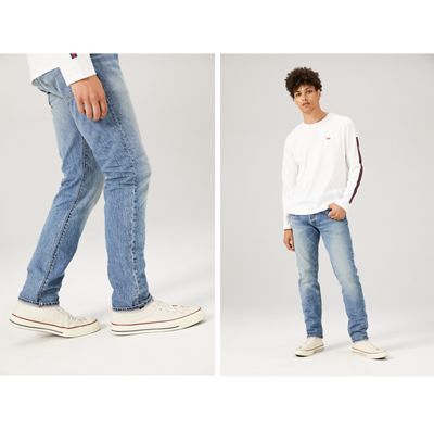 501 Slim Taper Men's jeans, light denim.