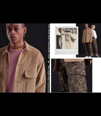 Utility Trend. Cordiroy jacket with camo pants.