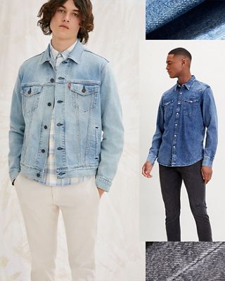 black shirt light blue jeans