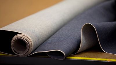 denim being rolled up