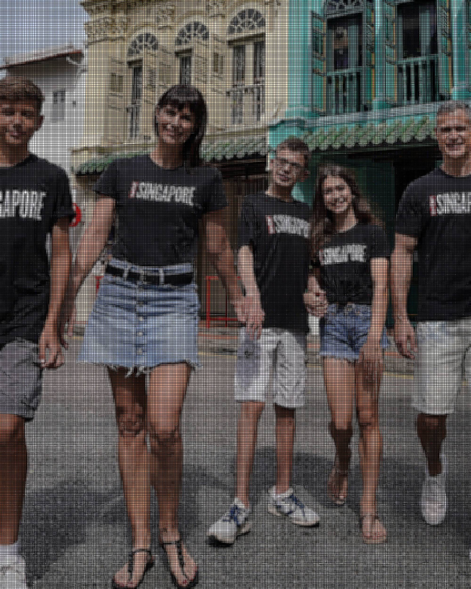 Collage of Nuholt Huisamen with his wife and three children. They are all wearing Levi's Singapore tees and shorts.