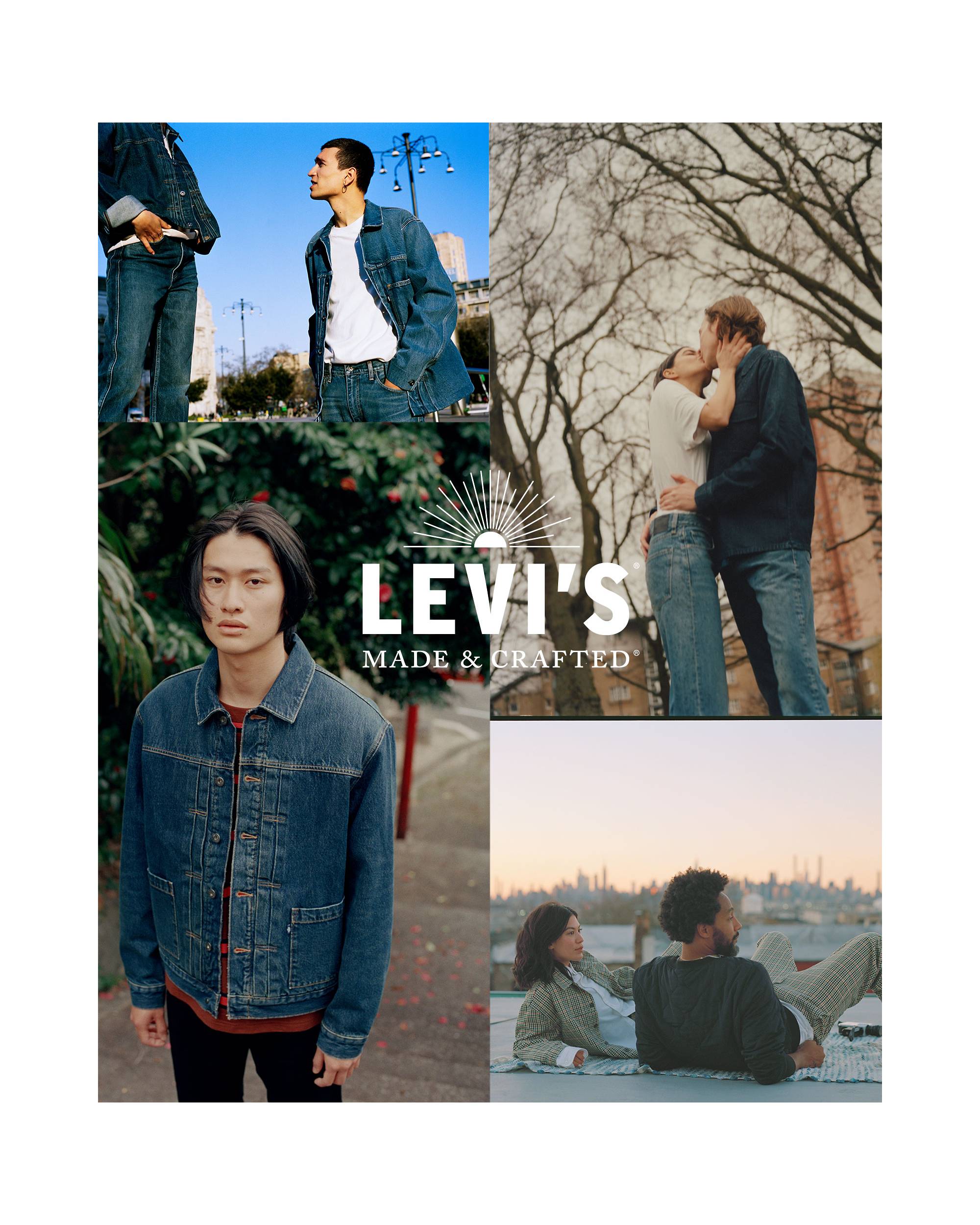 Models in different cities around the world wearing different Levi's jackets