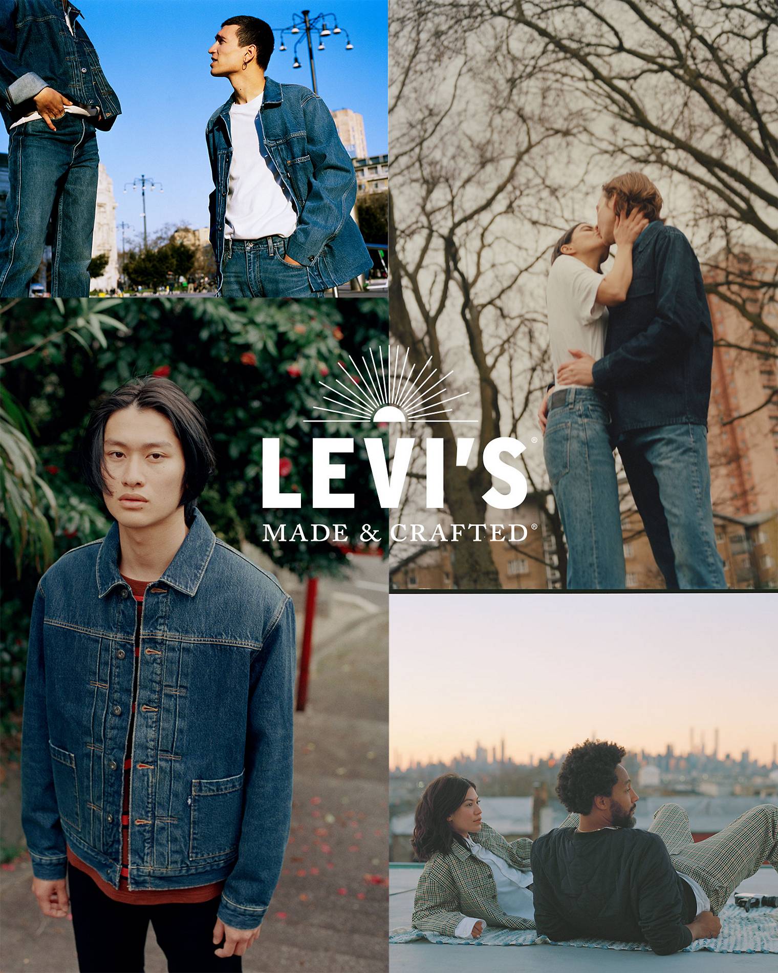 Models in different cities around the world wearing different Levi's jackets