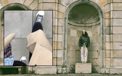 Ellie Klavdienko out and about in Warsaw, Poland.