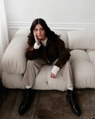 Rotating images of Luann and Gabe in their styled capsule wardrobe outfits