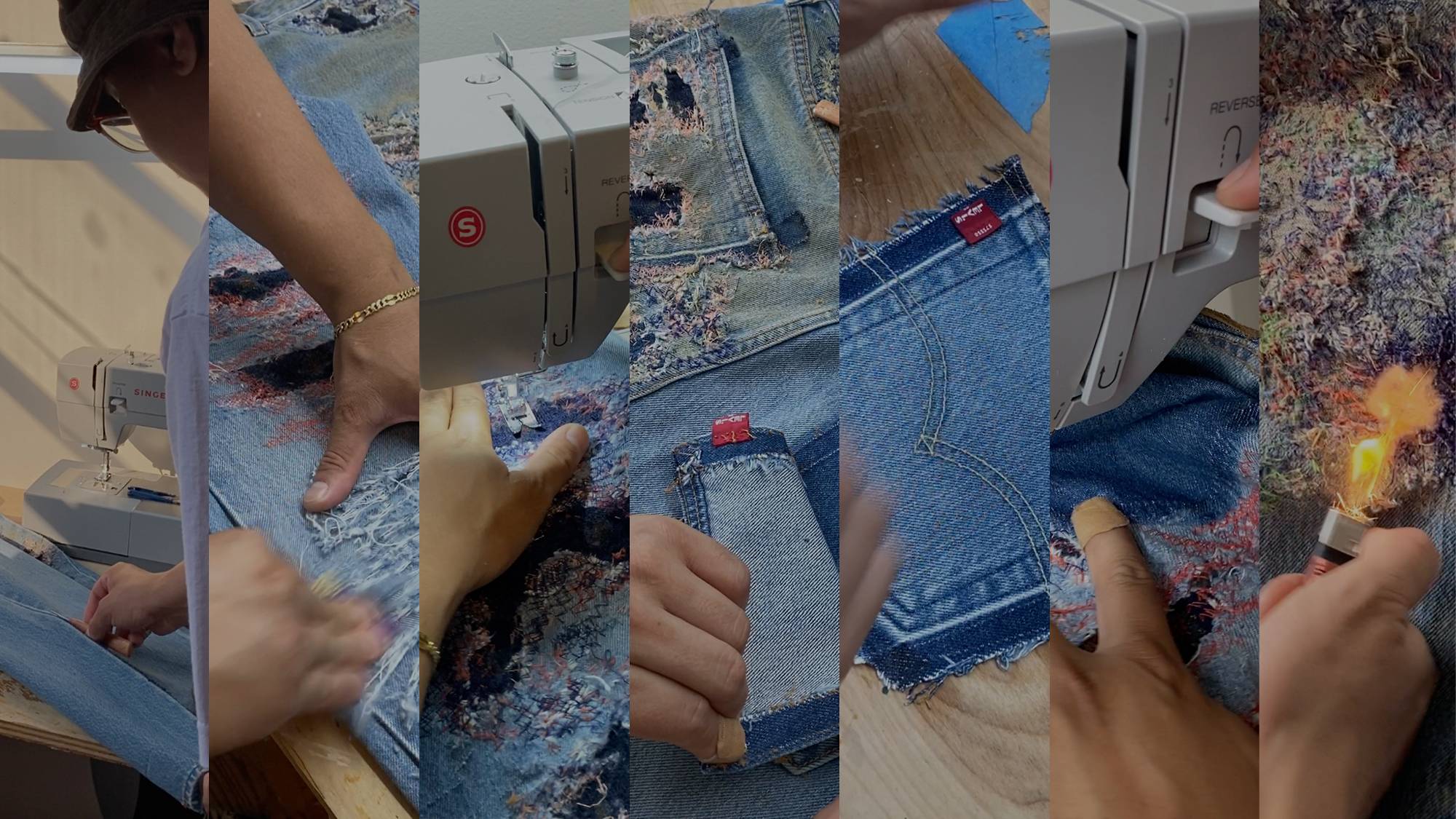 Phillip Leyesa showing step-by-step his custom Levi's 501 Jeans customization process.