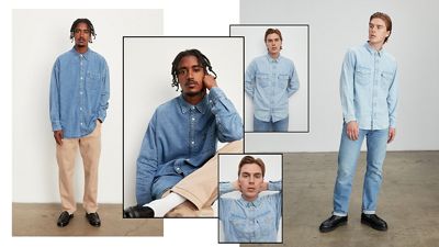 male models in western style denim shirts