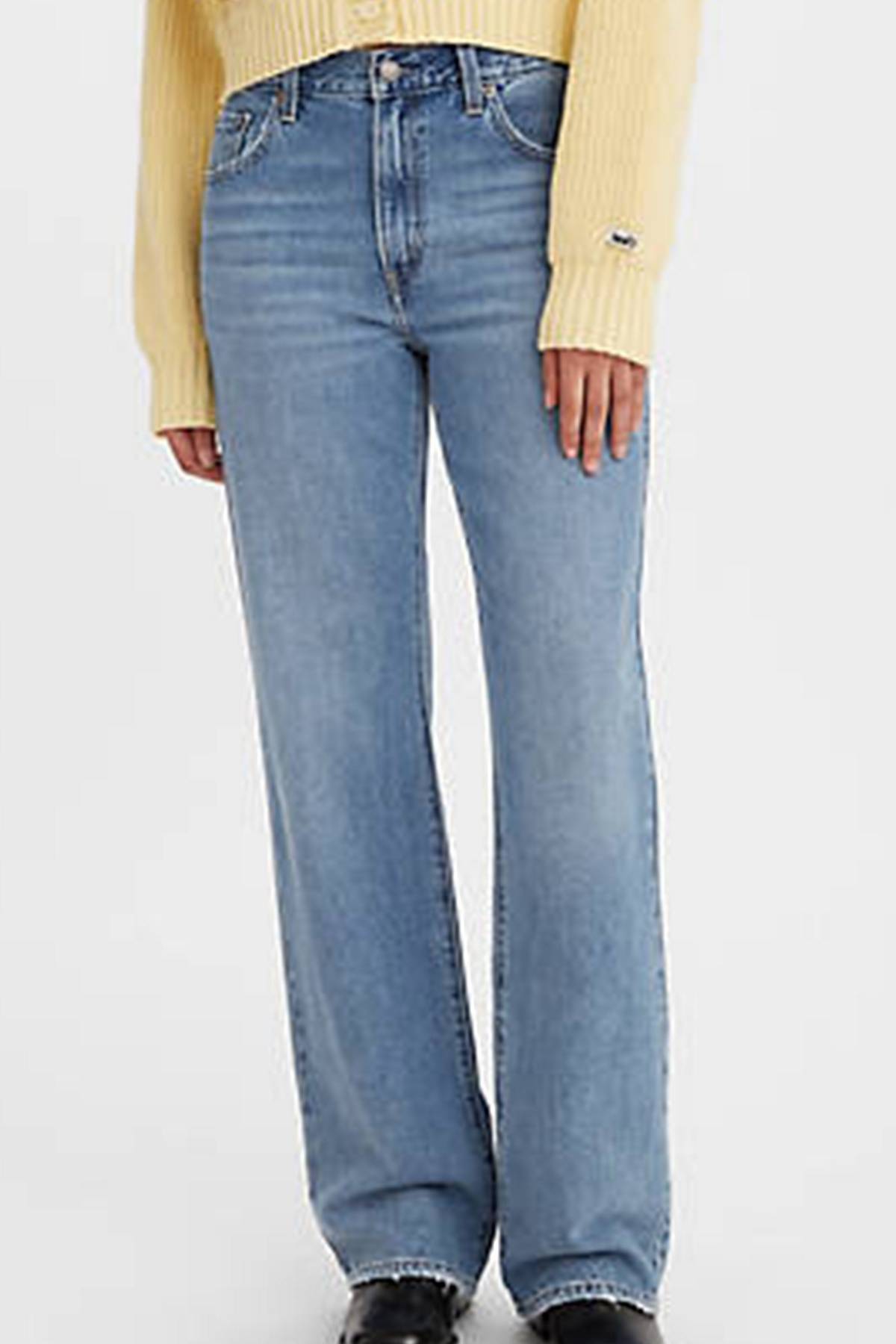 Model wearing Baggy Bootcut Jeans