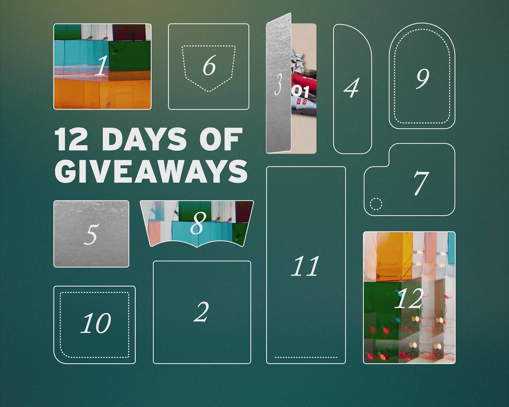 Animating advent calendar doorways revealing giftcards