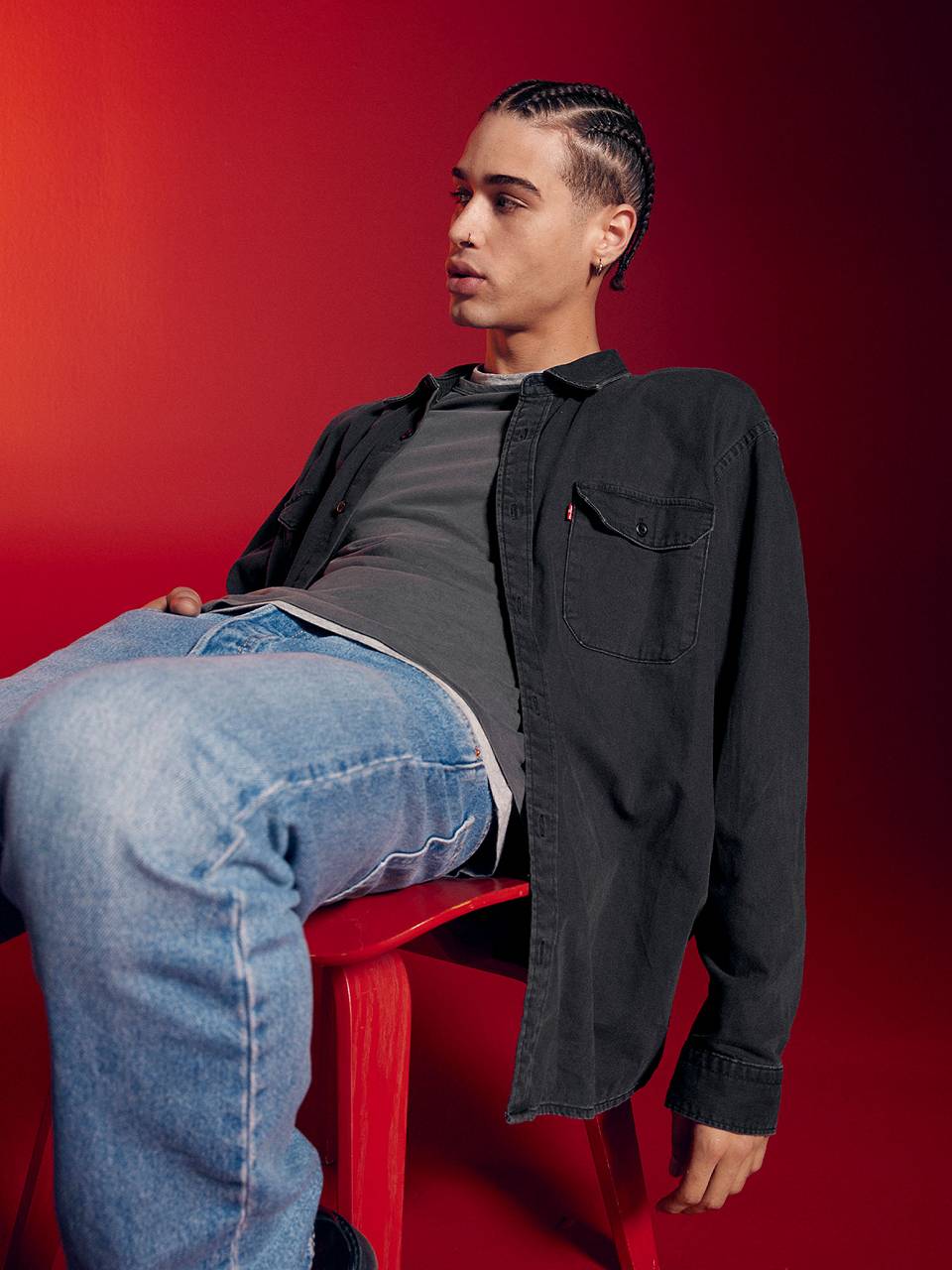 Image of model in Levi's Jackson Worker Shirt.