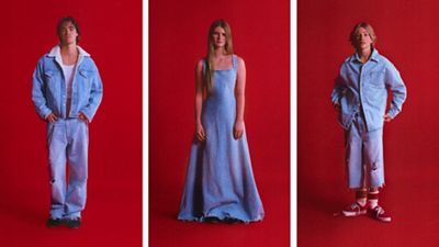 Collage of images featuring models in Levi's® x ERL collaboration pieces