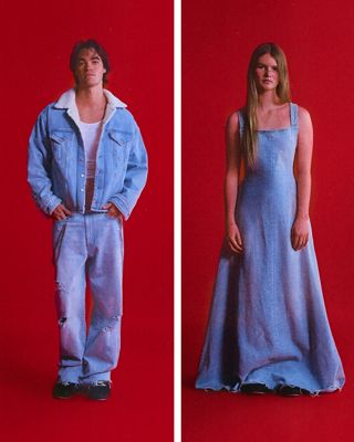 Collage of images featuring models in Levi's® x ERL collaboration pieces