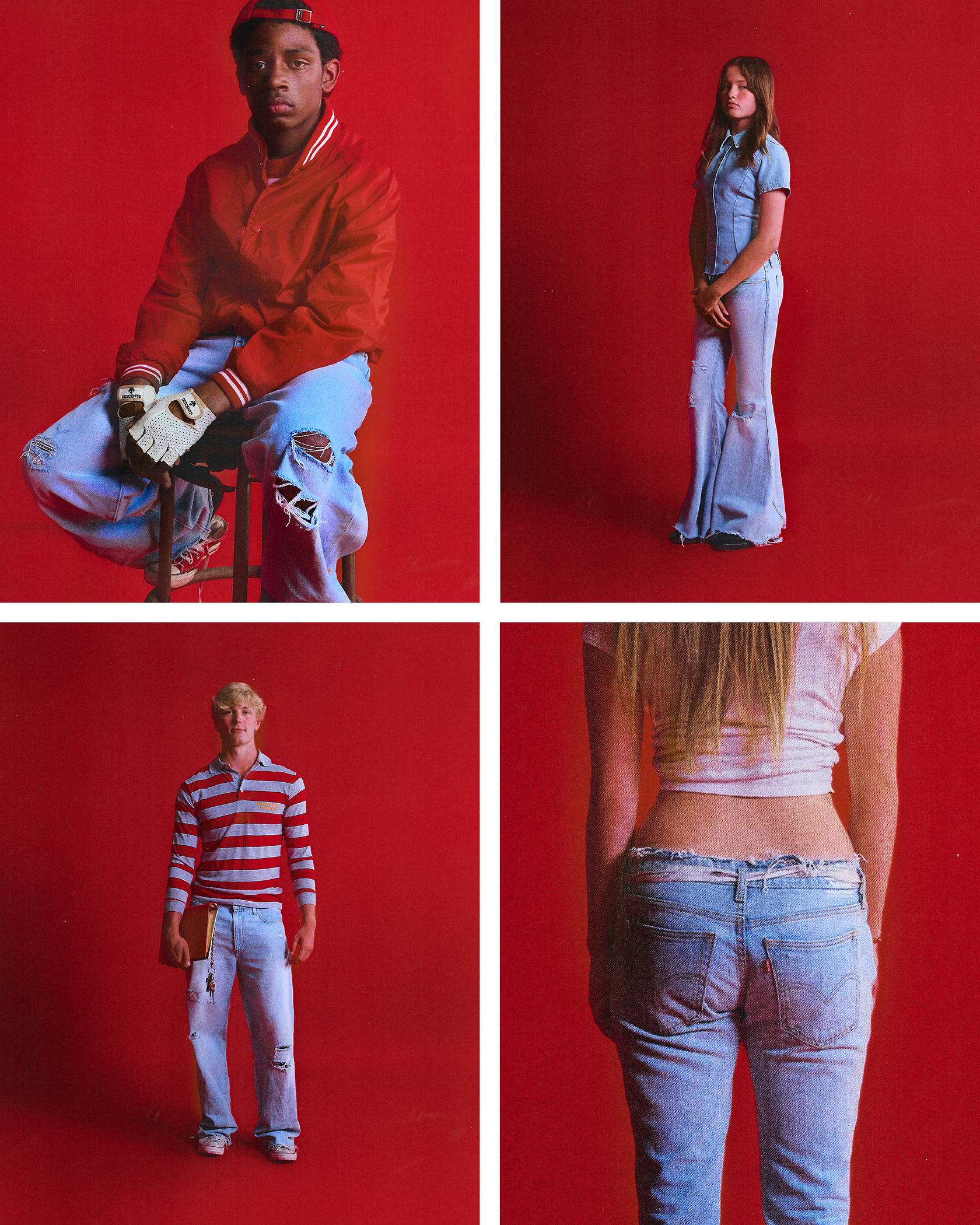 A collage of 4 images featuring models wearing the Levi's® x ERL collaboration pieces 
