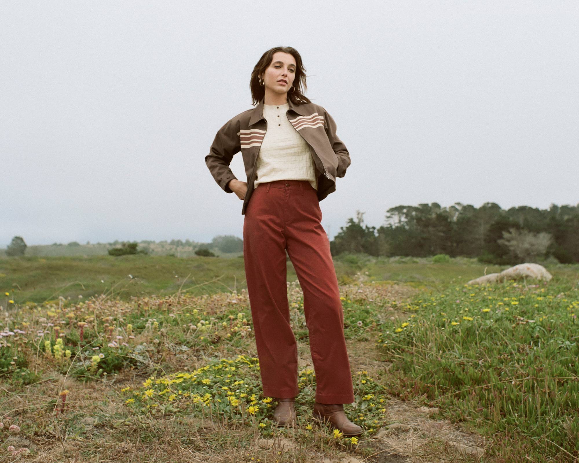 Images of woman wearing Levi's® clothing and posing in Northern California nature setting