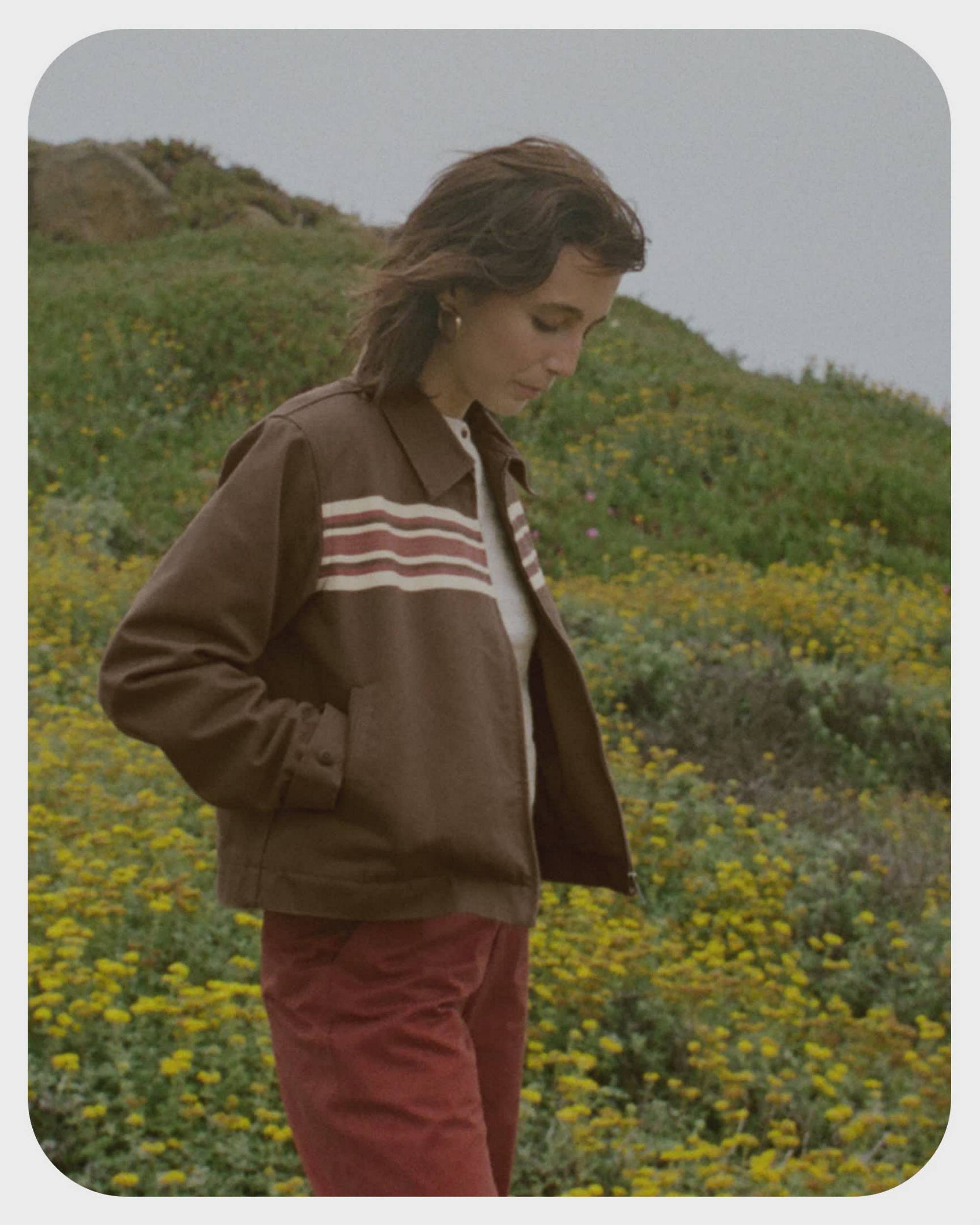 Images of woman wearing Levi's® clothing and posing in Northern California nature setting