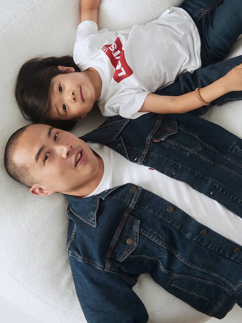 Image of father and son in Levi's.
