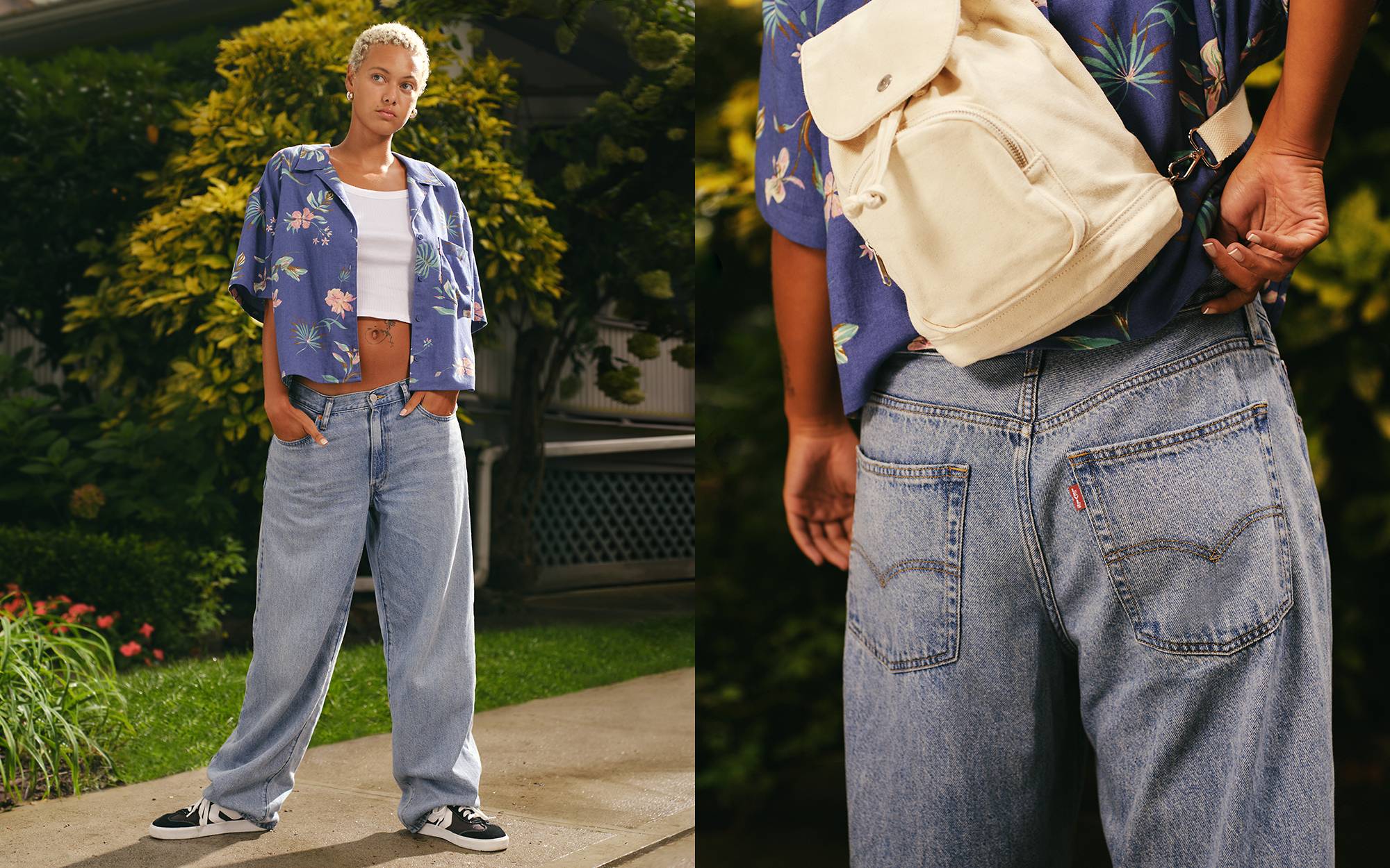 Image of model in Levi's Baggy Dad Jean.