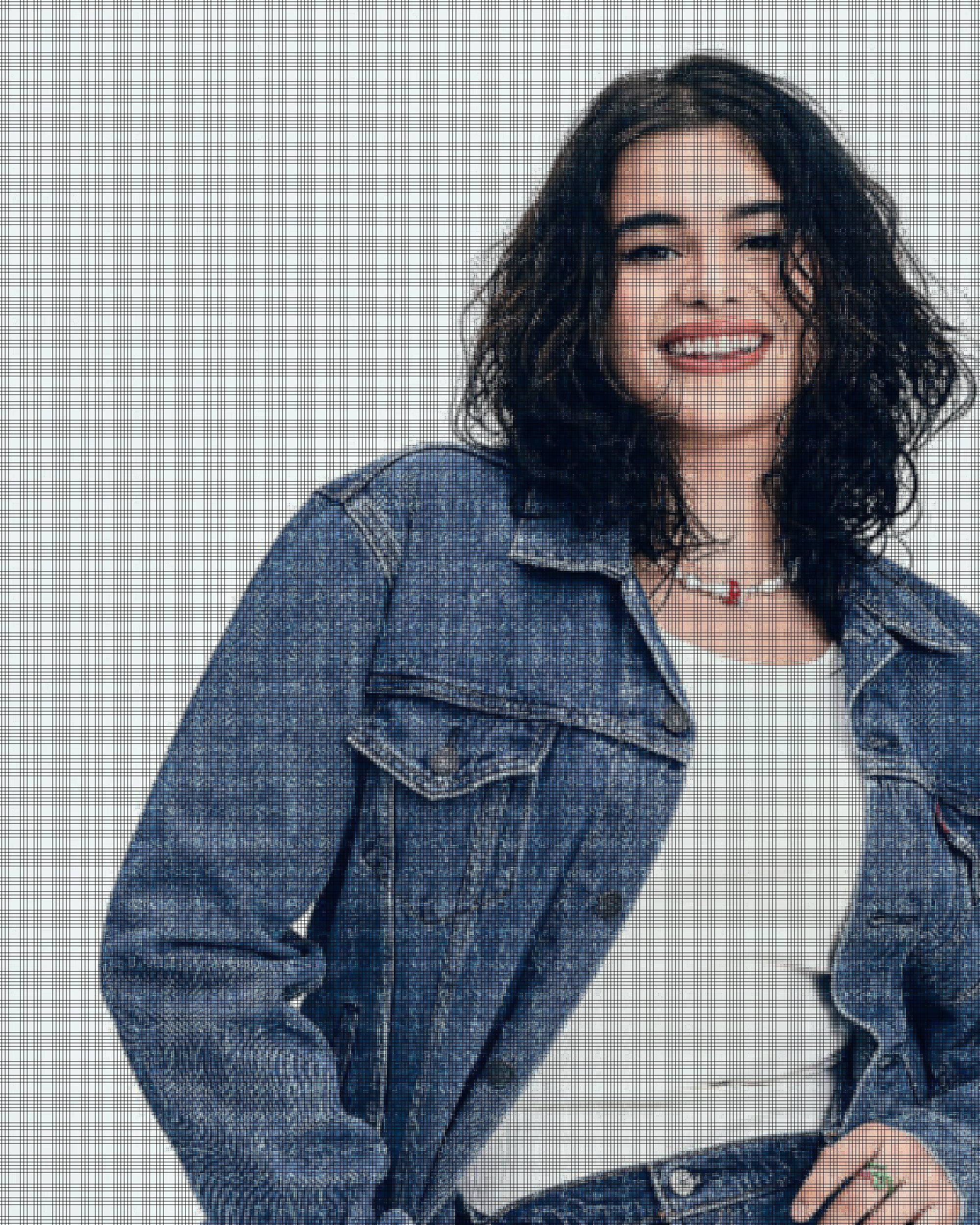 Three photos of Barbie Ferreira in a Levi's trucker jacket and jeans