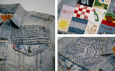 close up shots of a custom trucker jacket