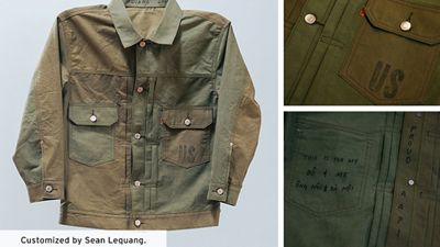 detailed shots of a customized levi's trucker jacket