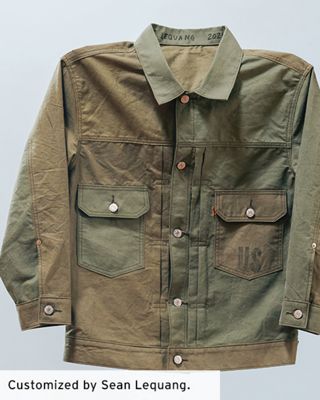 detailed shots of a customized levi's trucker jacket