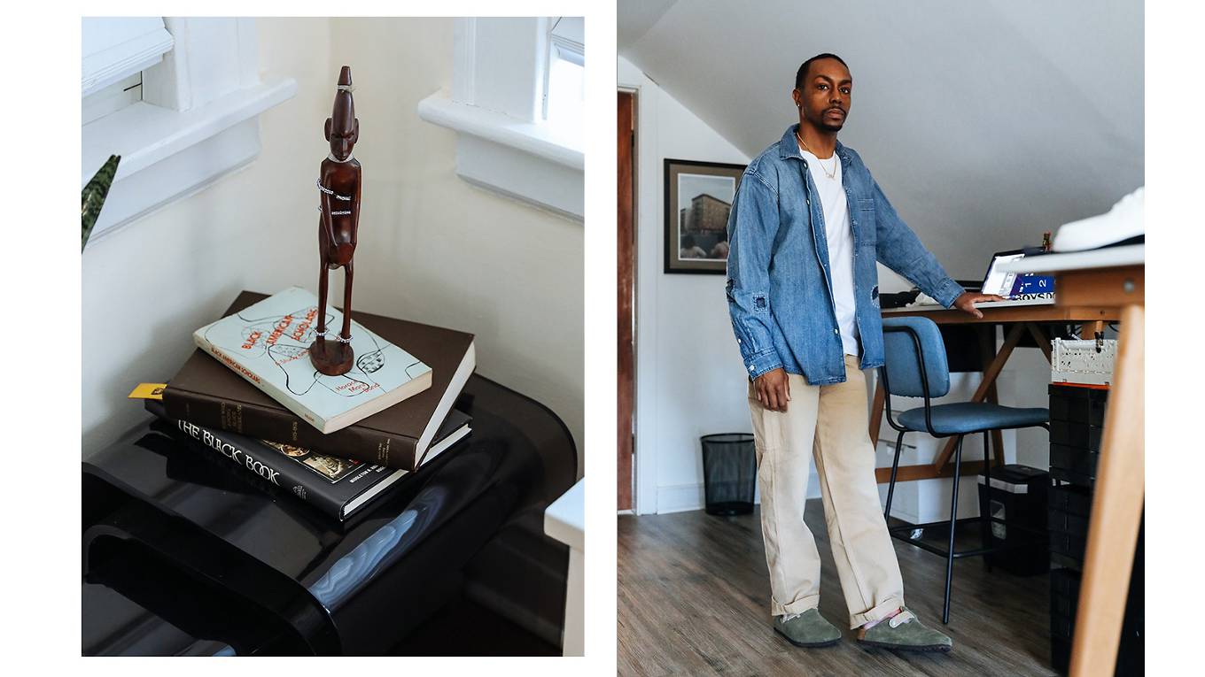 Photos of Adrian Walker in his home.