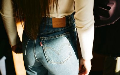 Close-up image of the back of ABIR's Levi's jeans.