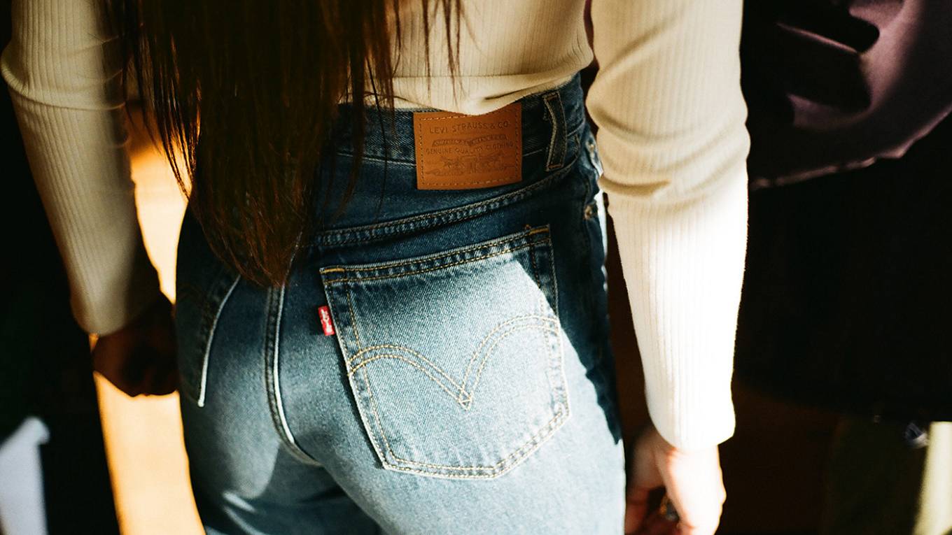Close-up image of the back of ABIR's Levi's jeans.