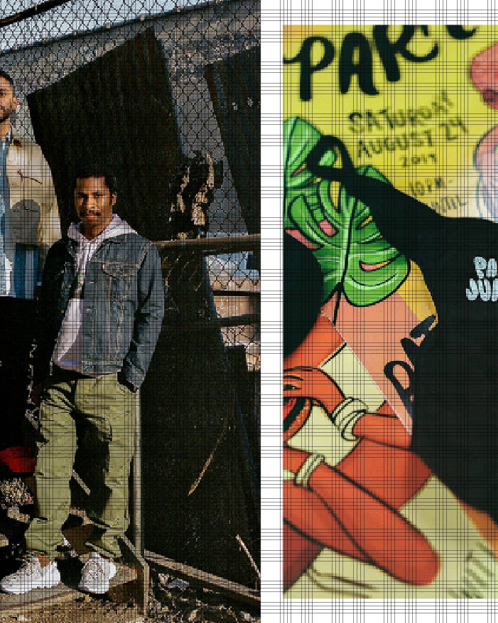 Left: Portrait of the Papi Juice collective standing outside. Right: Close-up of Papi Juice merch.