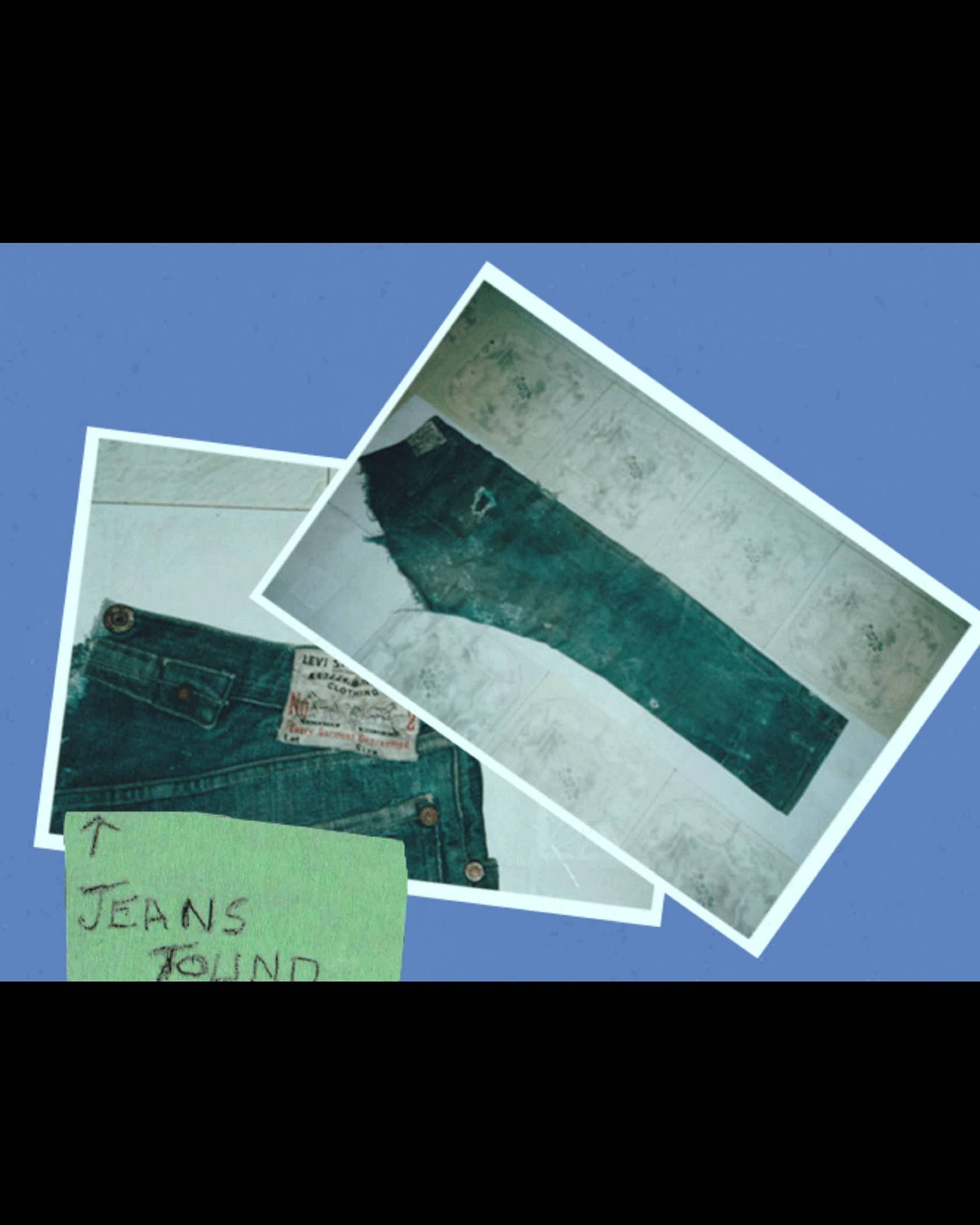 Two polaroids of jeans