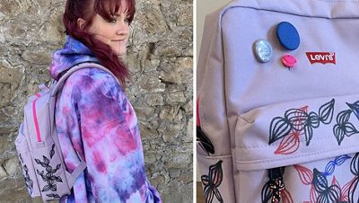 markers vines on backpack buttons