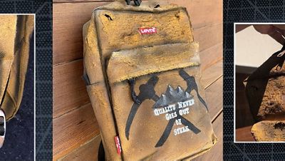 distressed backpack close up