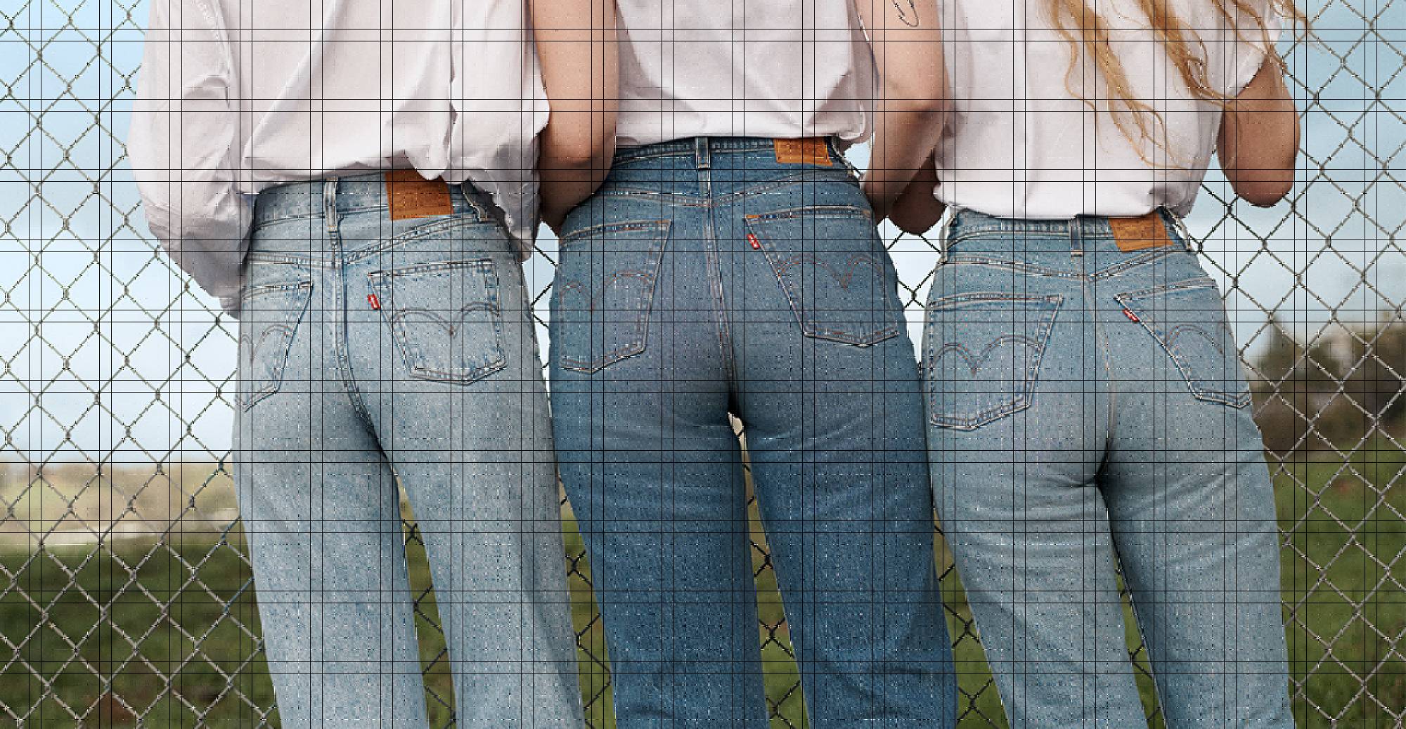 Image of three women in Levi's® light wash and medium wash jeans.