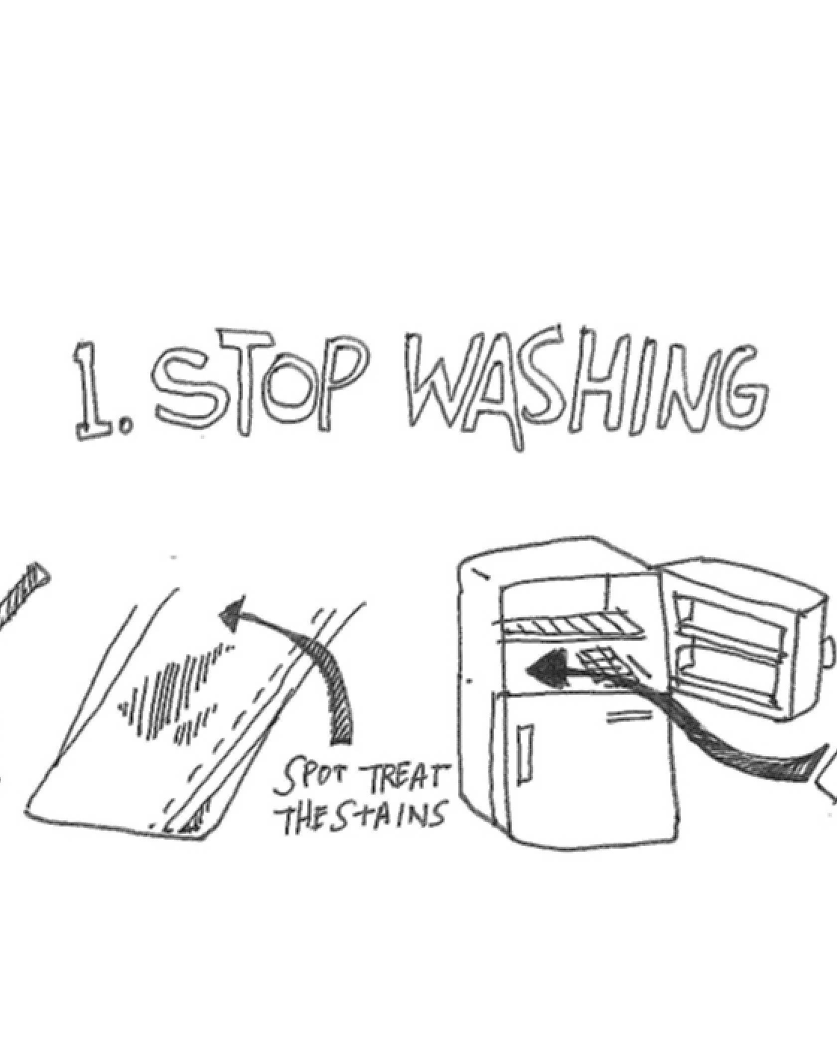 Illustration of a washer and a fridge with a headline reading 1. STOP WASHING