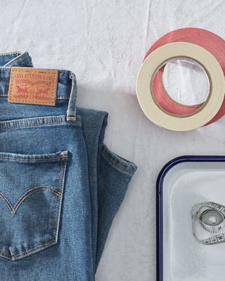 jean and supplies lay down