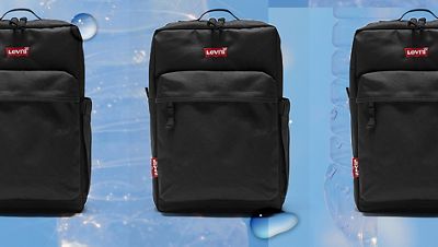 Backpack header made out of water bottles.