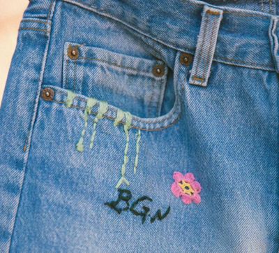 Video GIFing through a few closeup images of the embroidery Bentgablenits created for each product for this collaboration with Levi's® denim.