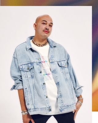 A photo of adrian wearing a trucker jacket