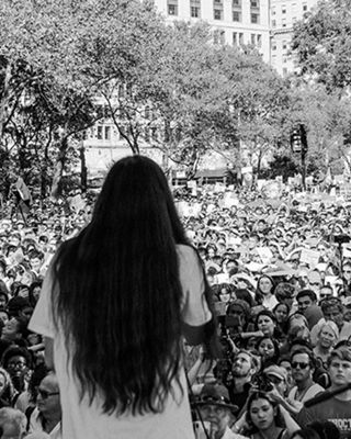 Xiuhtezcatl Martinez performing at the New York Climate Strike in 2019.