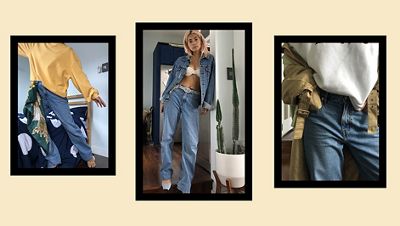 Michelle Li wearing loose straight jeans in different ways