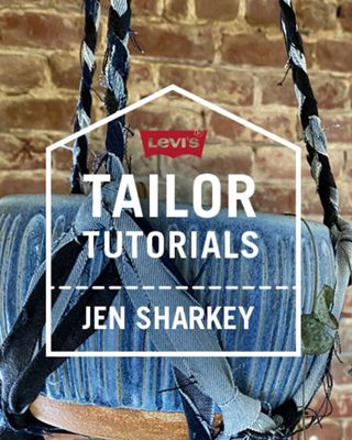 hanging plant denim holder diy