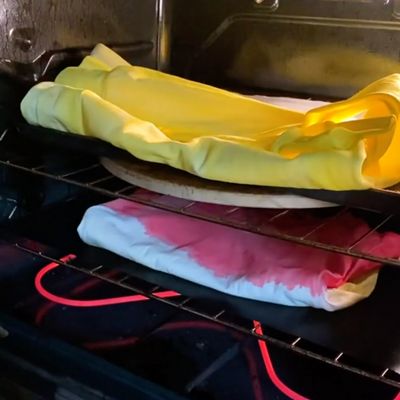 heat garments in oven