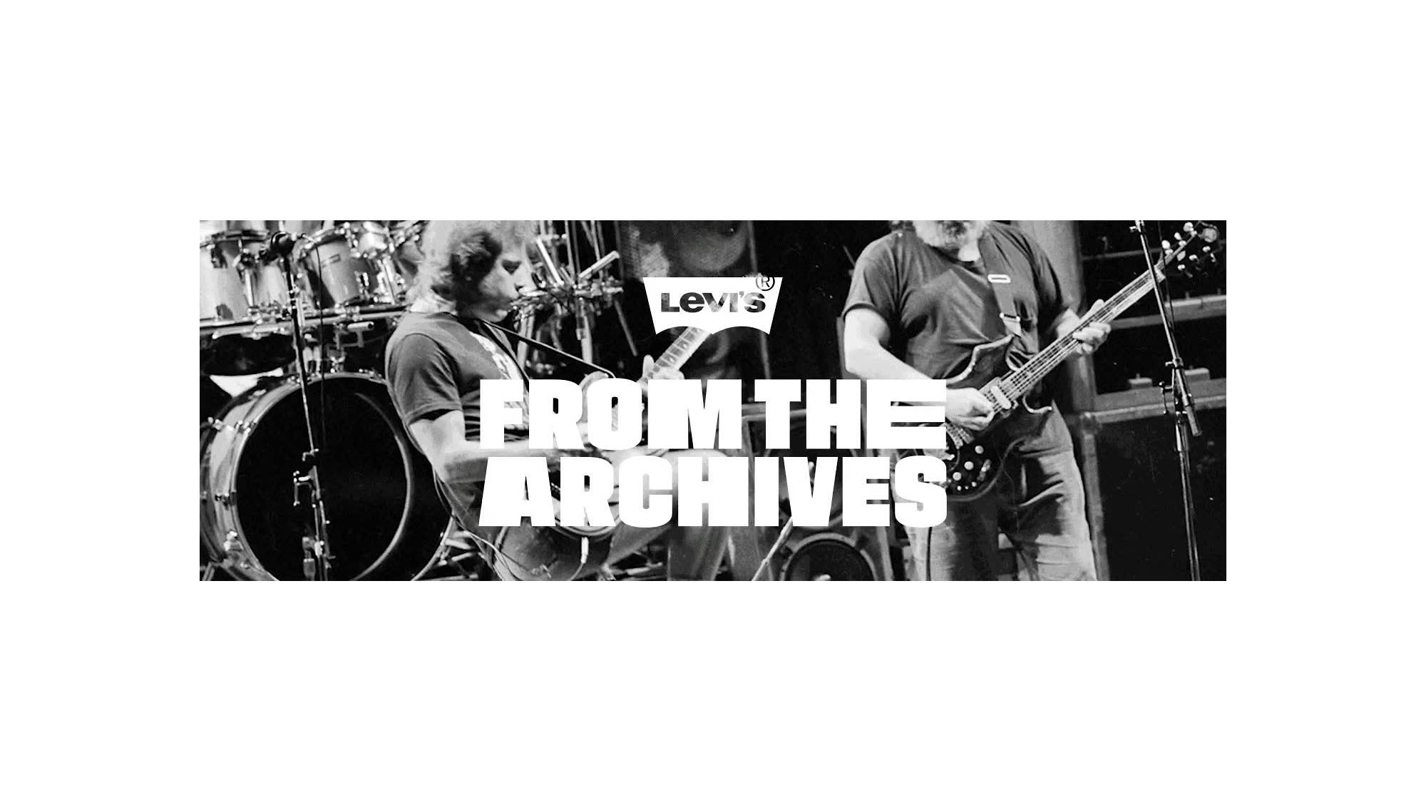 A big title saying, "from the archives" with images of the grateful dead behind